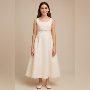 David’s Bridal Girls Ivory Satin Dress Size 10